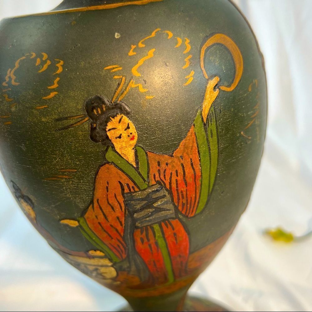 Vintage Handmade Lamp Hand Carved Birds Cranes Asian Theme 28” Without Shade - Picture 5 of 14